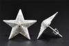 Diamond Star Studs 10K White Gold Round Cut 0.50 CT Pave Puffed Earrings