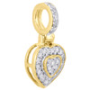 10K Yellow Gold Ladies Diamond Pendant Double Raised Heart 0.25 CT.