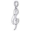 10K White Gold Mini Diamond Musical Note Pendant Pave Treble clef Charm 0.50 Ct.