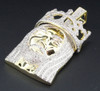 Mini Diamond Jesus Face Pendant .925 Sterling Silver Crown on Head Charm 1 Ct