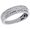 10K White Gold Diamond Mens Wedding Band 3 Row Scattered Design Ring 0.53 CT.