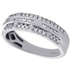 10K White Gold Diamond Mens Wedding Band 3 Row Scattered Design Ring 0.53 CT.