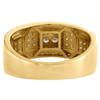 14K Yellow Gold Round Diamond Mens Wedding Band Tiered Quad Center Ring 1 CT.