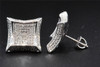Diamond Kite Studs 10K White Gold Round Cut 0.30 Ct Concave 3D Pave Earrings