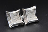 Diamond Kite Studs 10K White Gold Round Cut 0.30 Ct Concave 3D Pave Earrings