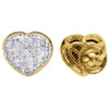 Diamond Heart Earrings 14K Yellow Gold Round Cut Ladies Domed Studs 0.33 Tcw.