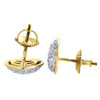 Diamond Heart Earrings 14K Yellow Gold Round Cut Ladies Domed Studs 0.33 Tcw.