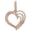 14K Rose Gold Ladies Diamond Double Row Heart Pendant Prong Set Charm 0.26 Ct.