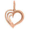 14K Rose Gold Ladies Diamond Double Row Heart Pendant Prong Set Charm 0.26 Ct.