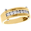 10K Yellow Gold Diamond Wedding Band Mens 8mm Channel Set 7 Stone Ring 0.52 CT.