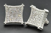 Diamond Studs 3D Kite Shaped 10K White Gold Round Cut Channel Set Earrings 3 Ct.