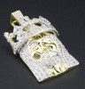Mini Diamond Jesus Face Crown Pendant Sterling Silver Charm 0.60 Ct. w/ Chain.