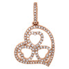 14K Rose Gold Round Diamond Pendant Heart Shaped Titled Frame Necklace 0.26 Ct.
