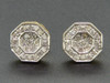 Diamond Studs Octagon Shaped Mens Ladies 10K Yellow Gold Pave Earrings 1/5 Ct.