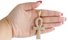 10K Yellow Gold Diamond Egyptian Ankh Cross Pendant Matte / Satin Charm 2.30 CT.