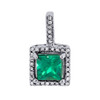 Diamond Pendant Created Princess Cut Emerald 10k White Gold 1.37 CT.