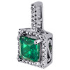 Diamond Pendant Created Princess Cut Emerald 10k White Gold 1.37 CT.