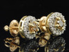 Ladies 10K Yellow Gold Round Cut Brown Champagne Diamond Studs Earrings 0.72 Ct.