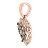 Brown Diamond Heart Charm Necklace 14K Rose Gold Love Pendant 0.35 CT.