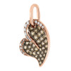 Brown Diamond Heart Pendant Ladies 18K Rose Gold Round Charm 0.85 CT.