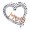 Diamond Heart Charm Necklace 10K Two Tone Gold Mom Pendant 0.12 CT.