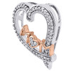 Diamond Heart Charm Necklace 10K Two Tone Gold Mom Pendant 0.12 CT.