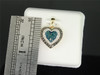 Blue & Black Diamond Heart Pendant Ladies 10K Yellow Gold Round Pave Love Charm