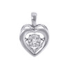 Dancing Diamond Heart Pendant Ladies Necklace 10K White Gold  0.07 CT.