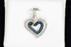 Blue Diamond Double Heart Pendant 10K White Gold .26 CT. Charm