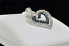 Blue Diamond Double Heart Pendant 10K White Gold .26 CT. Charm