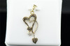 Ladies 10K Yellow Gold Double Heart Love Brown Diamond Pendant Charm 0.20 Ct.