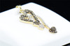 Ladies 10K Yellow Gold Double Heart Love Brown Diamond Pendant Charm 0.20 Ct.