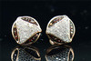 Ladies 10K Pink Rose Gold Red Diamond Circle Earrings Studs Triangle 0.25 Ct.