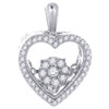 Dancing Diamond Pendant Heart Design Ladies 10K White Gold  0.20 CT.w.