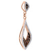 10K Rose Gold Red & White Diamond Teardrop Dangler Pendant 0.20 CT.