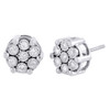 Diamond Flower Earrings 10K White Gold Round Cut Fanook Design Studs 0.40 Tcw.