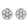 Diamond Flower Earrings 10K White Gold Round Cut Fanook Design Studs 0.40 Tcw.