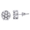 Diamond Flower Earrings 10K White Gold Round Cut Fanook Design Studs 0.40 Tcw.