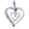 10k White Gold Blue Black Diamond Double Heart Pendant  Necklace 0.16 CT.