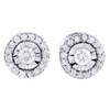 Diamond Solitaire Earrings 14K White Gold Round Pave Halo Design Studs 0.35 Tcw.
