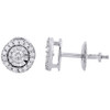 Diamond Solitaire Earrings 14K White Gold Round Pave Halo Design Studs 0.35 Tcw.