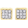 Diamond 3D Square Earrings .925 Sterling Silver Round Fanook Design Studs .05 Ct