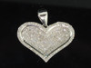 Ladies 10K White Gold Love Heart Pave Diamond Pendant Charm For Necklace .50 Ct