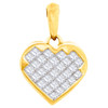 Diamond Heart Shaped Pendant Ladies 14K Yellow Gold Princess Cut Charm 0.42 Ct.