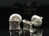 MENS LADIES .925 STERLING SILVER BLACK DIAMOND PAVE STUDS EARRINGS PAVE SQUARES