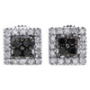 10K White Gold Black Diamond Stud Ladies 6.75mm Square Halo Earrings 1/4 Ct.