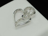 Diamond Heart Pendant Ladies 10K White Gold Designer Round Love Charm 0.10 Tcw.