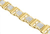 Diamond Statement Link Bracelet 10K Yellow Gold 8.5" Pave Round Cut 1.27 Ct.