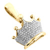 10K Yellow Gold Round Diamond Crown King Pendant 0.95" Mens Royalty Charm 2/7 CT