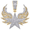 10K Yellow Gold Round Diamond Flying Star Pendant 1.40" Statement Charm 0.92 CT.